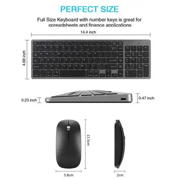 Bezdrôtový bluetooth-kompatibilné Dual-mode Klávesnice A Myši Nastaviť Nabíjateľná Stlmiť pre Notebook Stolný Počítač Všeobecné Offic PC