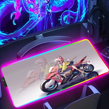 Biker dievča v pohode veľkej hry podložka pod myš RGB gumová protišmyková hra príslušenstvo HD printing office počítač mouse mat svetelný pad
