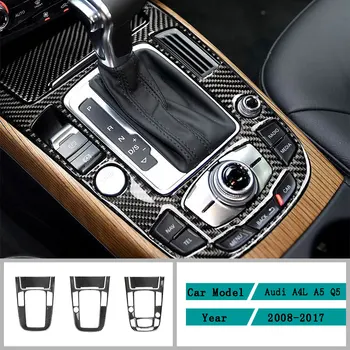 Carbon Fiber Auto Doplnky Interiéru Kontroly Gear Box Shift Panel Úprava Krytu Výbava Samolepky Pre Audi A4L A5 O5 2008-2018