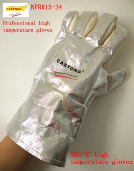 CASTONG 300 stupňov vysoká teplota rukavice Para-aramid + hliníkovej fólie materiál, Vysoká teplota, oheň rukavice