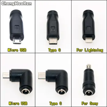 ChengHaoRan Micro usb 5 Pin/Typ C Mužov 5.5 x 2.1 mm Žena DC Konektor Napájania, Nabíjací Adaptér Rovno a Vpravo Uhol Konektora