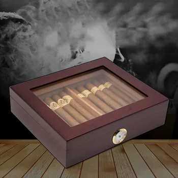 Cigary Humidor Prípade, Cédrové Drevo, Fajčenie Príslušenstvo Priehľadné Strešné Okno Cigaru Cestovné Humidor Box S Vlhkomer Zvlhčovač