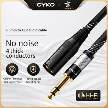 CYKO 6,5 mm na XLR audio hifi kábel 6N OFC 6.35 mm XLR Samec samec Na zvukový pult, mikrofón