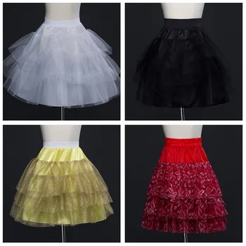 Dingyaoda Detské Lolita Výkon Spoločenské Šaty Multi-layer Farebné Čipky Vykostené Sukne Krátke Spodnička