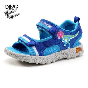 DINO Deti Letné Sandále 2023 Nový T-REX LED Osvetlenie Topánky pre 4Y Deti Chlapcov Otvorené Prst Pohodlné Plážové Sandále Anti-Slip