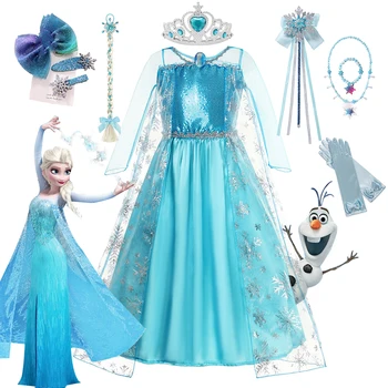 Disney Mrazené Elsa Anna Kostým Pre Dieťa Dievča s Cape Roztomilý Cosplay Vestido Luxusné Karneval Party Halloween Princezná Šaty Dievča