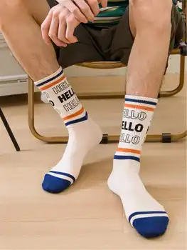 Dobrý deň, Módne Abecedy Štyri ročné obdobia Milovníkov Atletický Trend Polovici teľa Ponožky Pohodlie Dlhé Ponožky Mužov Bavlna Presunúť Správa dámske Ponožky