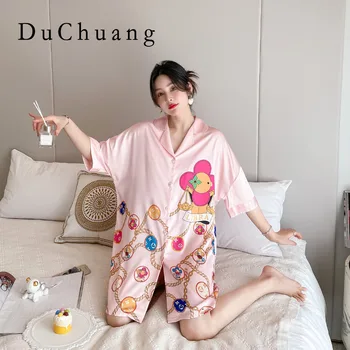 [Dámske pyžamo] [kvalitné]Nové Krátky Rukáv, Dlhé Nohavice Ice Hodváb Nastaviť kórejská Verzia Sladké Slnečnice Veľké oblečenie pre voľný čas Pyžamá
