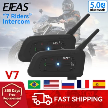 EJEAS V7 7 Jazdcov Motocyklové Prilby Headset Bluetooth Interkom 700 MILIÓNOV BT5.0 palubného telefónu Plný Duplex Communicator IP65 Vodeodolný