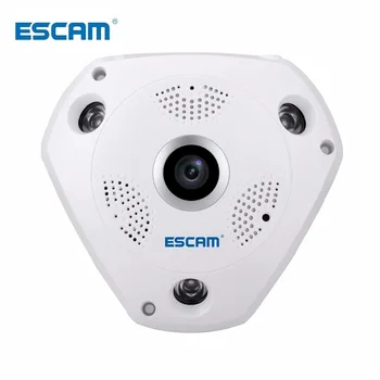 ESCAM QP180 HD 960P 1,3 MP 360-stupňový panoramatický fisheye PTZ infračervené kamery VR fotoaparát podpora VR box a micro SD kartu