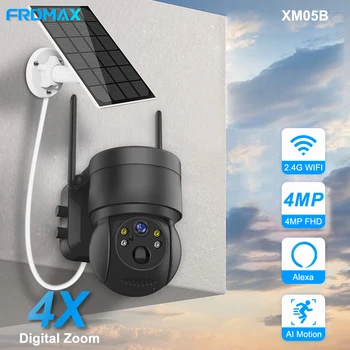FRDMAX 4MP Solárne Bezpečnostné IP Kamera WiFi Vonkajšie 2.5 K FHD Video monitorovací KAMEROVÝ 4x Zoom PTZ Kamery Home Security Protection