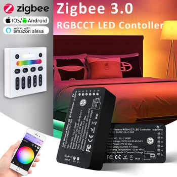 GLEDOPTO ZIGBEE 3.0 RGBWW RGBCCT LED Pásy Controller Pro, Smart Phone Hlasové Ovládanie Práce s Alexa Echo Plus SmartThings