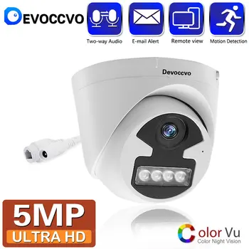 H. 265 Dome POE Video Bezpečnostné IP Kamera, 5MP HD Farebné Nočné Videnie Ip Noc Plná Farba obojsmerné Audio CCTV
