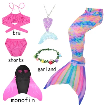 Halloween Dievčatá Plávanie Morská Víla Chvost Cosplay Kostým Deti Plavky Pláž, Bikiny Môžete Pridať Monofin