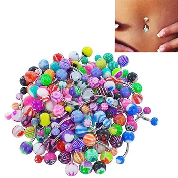 HOT PREDAJ!!! 30 Ks Telo Pupok Krúžky Farebné Sexy Brucho Bary Piercing Tlačidlo Krúžok Pupok Činku Šperky Ombligo Multi-Farebné