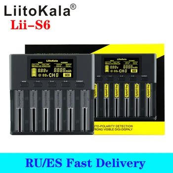 LiitoKala Lii-S6 nabíjačka 18650 Nabíjačky, 6-Slot Auto-Polarita Zistiť Pre 18650 26650 21700 32650 AA AAA batérie