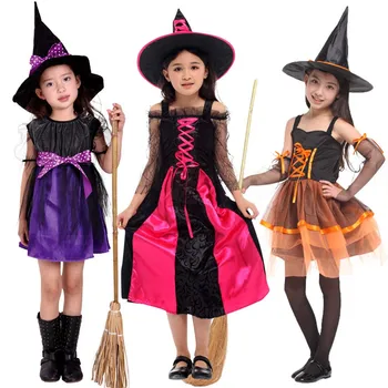 Magic Čarodejnice Cosplay Party Show Dievčatá Šaty A Klobúk na Deň Detí, Karneval, Oslava Oblečenie