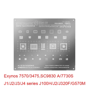 Mechanik BGA Reballing Šablóny pre Samsung Exynos 7570/3475 SC9830 A/7730S J1/J2/J3/J4/J100H/J320F CPU Power WIFI Audio IC Čip