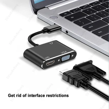 Mini USB3.0 VGA Kompatibilný s HDMI Audio Converter 1080P Pre Počítač, Notebook, Monitor/TV Duálny Displej Kompatibilný s HDMI
