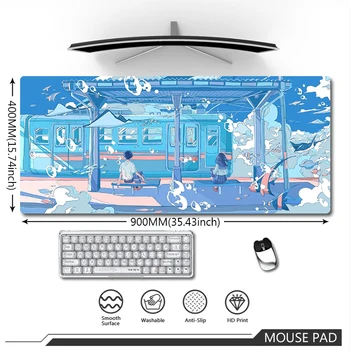Modrá Veľká Podložka pod Myš Originálne Umelecké Mousepad Notebook Hráč Ploche Počítača Rohože XXL 900x400mm Anti-slip Zamykanie Okraji Stolný Podložky