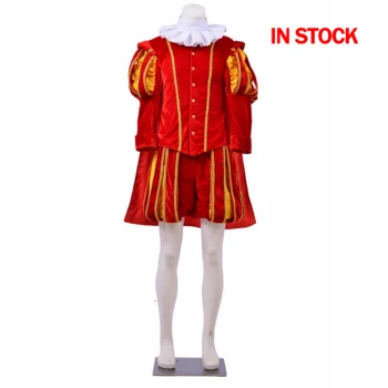 Muži Stredoveké Tudor Elizabethan Kostým pre Dospelých Kráľovná Tudor Kráľov Cosplay Renesancie Tudor Elizabethan Top Nohavice, Klobúk Oblek