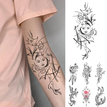 Nepremokavé Dočasné Tetovanie Nálepky In Sun Moon Tvár Line Rozpore Pre Ženy Rameno Harajuku Flash Tetovanie Falošné Tetovanie Body Art Mužov