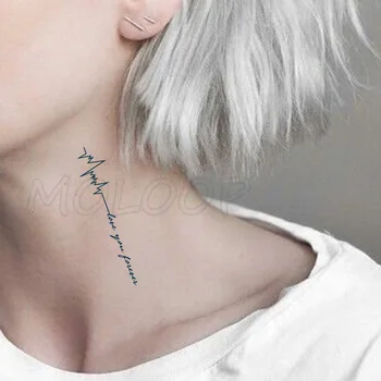 Nepremokavé Dočasné Tetovanie Nálepky Krku Sexy EKG List Tetovanie Malej Veľkosti Tatto Flash Tetovanie Falošné Tetovanie pre Človeka Dievča Ženy