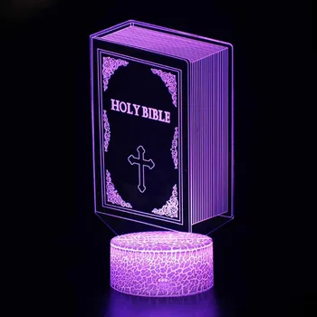 Nighdn Bibliu Nočné Svetlo pre Chlapcov Girs 3D Akrylové Noc Lampa Izba Dekor Darček na Narodeniny Vďakyvzdania Halloween Vianoce