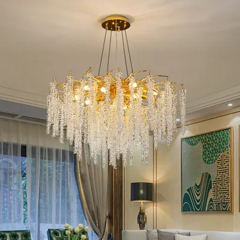 Nordic Crystal Strapec Luster pre Obývacia Izba, Hala Reštaurácia Dekorácie Luxusné Stropné Prívesok Osvetlenie Vnútorné Osvetlenie