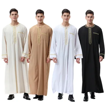 Nový Moslimský Módne Islamskej Blízkom Východe Arabskom Dubaji Malajzia Mužov Voľné Šaty na Zips, Tričko Muži Muži Moslimské Oblečenie Djellaba Homme