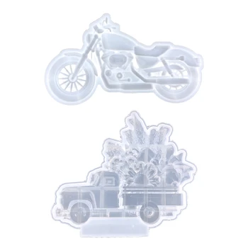 Nástenné Závesné Silikónové Formy Valentines Truck Motocykel Dekor Formy DIY Ploche Ozdoby Prívesok Epoxidové Živice Plesní