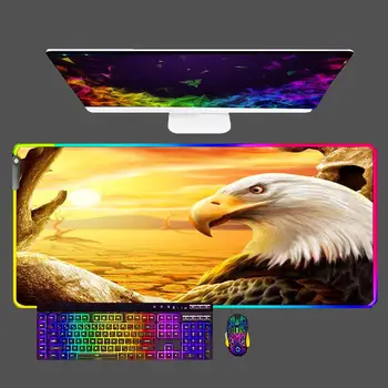Plešatý Eagle HD Veľká Podložka pod Myš RGB Notebook Mini Hry Pc Klávesnice Mat XXL Mousepad LED Podsvietenie Edge Biela Strapec Gumy Tabuľka Mat