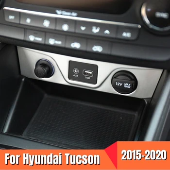 Pre Hyundai Tucson 2015-2020 Nehrdzavejúcej ocele stredovej Konzoly Cigaretový Zapaľovač AUX, USB Panel Kryt Výbava Auto Príslušenstvo Styling