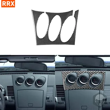 Pre Nissan 350Z Z33 2003-2009 Real Black karbónová Nálepka Rádio, Klimatizácia Ovládací AC FM Panel Interiéru Auto Príslušenstvo