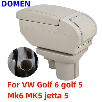 Pre VW Golf 6 golf 5 Mk6 jetta MK5 5 Opierkou Box Centrálny sklad Obsah So Skladacím Pohár Otvor Veľký Priestor Dvojitá Vrstva USB