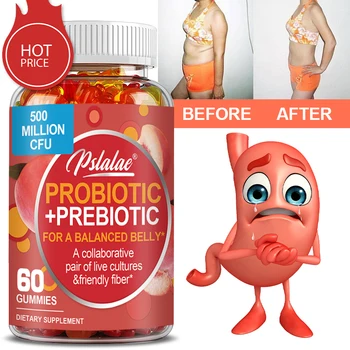 Probiotiká + Prebiotikum Gummies Live Umelo Pestované, Žuvacie Doplnok Podporuje Zdravý Tráviaci Trakt & Črevnú Rovnováhu