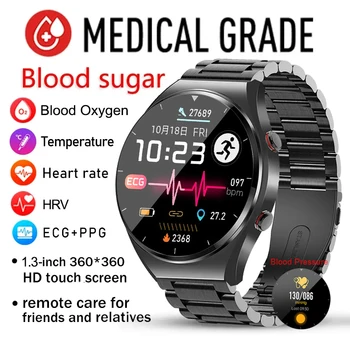 Pôvodná hladina Cukru v Krvi Smart Hodinky EKG+PPG HRV Monitor Krvného Tlaku a Telesnej Teploty Smartwatch Mužov Nepremokavé Fitness Tracker