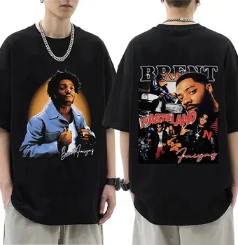 Rapper Brent Faiyaz Print T Shirt Pustatine Vintage Grafické T-Shirts Muži Ženy Hip Hop 100% Bavlna Nadrozmerné T-Shirt Streetwear