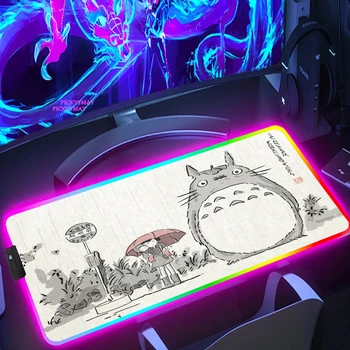RGB Stôl Mat Kawaii Mousepad Roztomilý Kabinetu Totoro Príslušenstvo s podsvietením Panela Hernej Myši Xxl Rohože Rozšírené Anime Veľká Klávesnica Pc