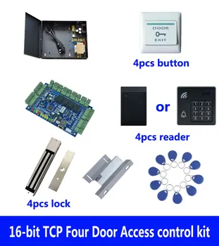 Riadenie prístupu Auta,TCP Štyri Dvere Access Control+Powercase+280kg Magnetický Zámok+ZL-Držiak+ID Reader+Tlačidlo+10 ID Tag,Sn:Kit-B408