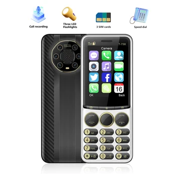 SERVO T-758 Ultra Tenké Väčší Displej mobilného Telefónu 3 SIM Reproduktor, LED Baterka Veľké Tlačidlá Vibrácií Bluetooth Mobilné Telefóny