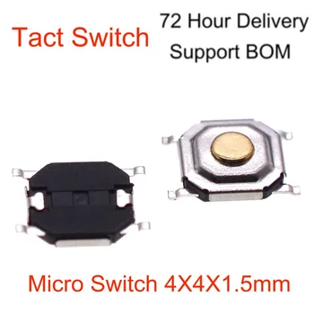 Takt Tlačidlo Prepnúť 4Pin SMT 4X4X1.5 mm Micro Switch SMD Dotyk Momentálne Hmatu pre Hračka Smart Home Prepínač