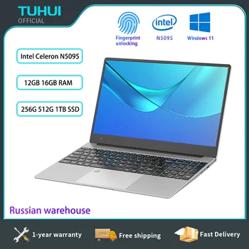 TUHUI 15.6 Palcov Prenosný počítač Intel Celeron N5095 Herné Notebooky DDR4 16 G RAM 512G 1 TB diskom SSD Windows 11 Notebook s Odtlačkov prstov UnIock
