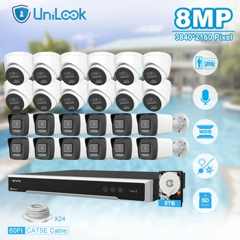 Unilook Zabezpečenia Ochrany 8MP Mini IP Kamera Systém Kit 32pcs IP Kamera Vnútorné 32CH NVR KAMEROVÝ Bezpečnostný Systém P2P Zobraziť IP66