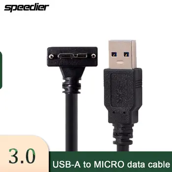 USB 3.0 Muž Micro USB Koleno s Skrutky, 9 Pin Male 90 Stupňov, Dátový Kábel, Spätne Kompatibilné s USB 2.0
