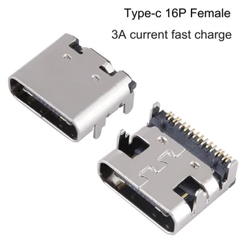 USB 3.1 Prúd 3A Rýchly-Poplatok Pätice Typu C 16pin Nabíjací Port Samica Konektora pre Telefón Počítač Konektor Nabíjania Rozhranie