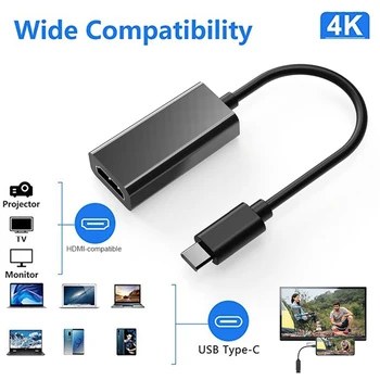 USB Typu C DP na kompatibilný s HDMI Prevodník Kábel 4K USB3.1 10Gbps HDTV Adaptér Kábel pre Samsung Galaxy s rezacím zariadením S10 Telefón Android