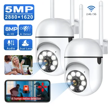 Vonkajšie 5MP Wifi bezpečnostné Kamery CCTV Nepremokavé Vonkajšej Bezpečnosti, Ochrany Ľudských Detekcia Sledovania Kamery