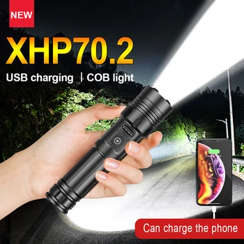 Vysoký Výkon XHP70.2 LED Baterka Super Svetlé Teleskopická Zoom Svietidla KLASU Lampa USB Nabíjanie Baterky Rybárske potreby na Kempovanie zábleskové svetlo