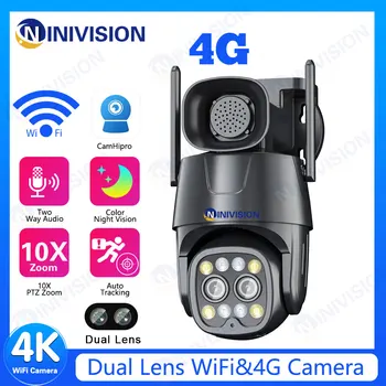 Wifi/4G Sim Karty bezpečnostné Kamery PTZ Vonkajšie 8MP Bezpečnostné CCTV Kameru Duálny Objektív 3.6 mm-8 mm AI ľuďmi Nočné Videnie Camhi